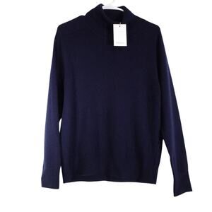 New Quince Women's Turtleneck Sweater True Navy Blue Mongolian Cashmere Medium